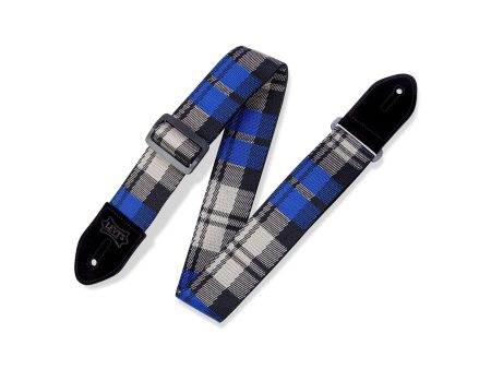 Levy s MC8VIN-009 Cobalt Plaid Guitar Strap on Sale