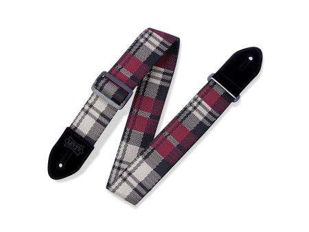 Levy s MC8VIN-010 Garnet Plaid Guitar Strap For Sale