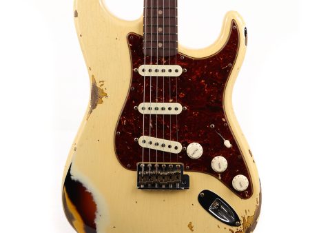 Fender Custom Shop Limited Edition 1961 Stratocaster Heavy Relic Aged Vintage White over 3-Tone Sunburst Fashion