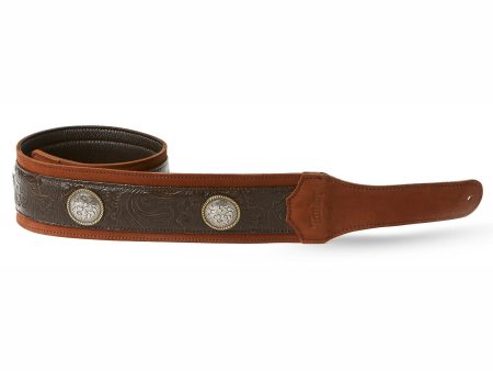 Taylor Grand Pacific Strap Brown Leather with Nickel Conchos For Sale