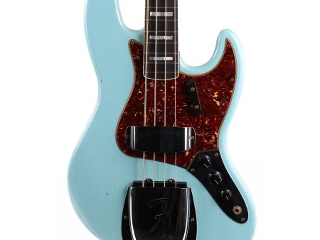 Fender Custom Shop 1966 Jazz Bass Journeyman Relic Aged Daphne Blue with Matching Headstock For Sale