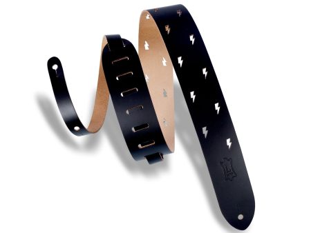 Levy s M12LBC-BLK Lightning Bolt Punch Out Guitar Strap Black Online Hot Sale