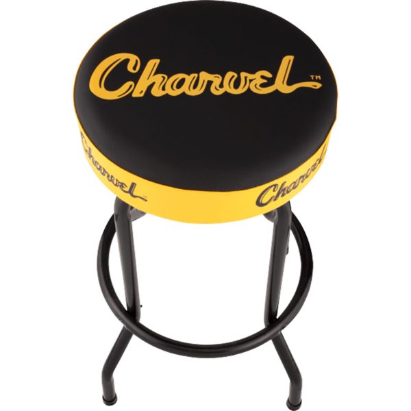 Charvel Toothpaste Logo Barstool Black and Yellow 30 in. For Sale